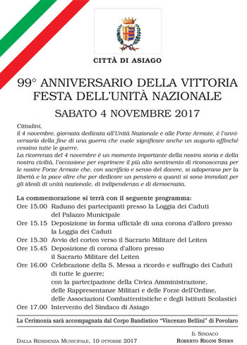 4 novembre 2017 - Cerimonia ad Asiago