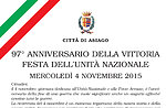 97°anniversario della vittoria - Festa dell'Unità Nazionale, Asiago, 4 nov 2015