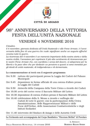 cerimonia 4 novembre 2016 ad asiago