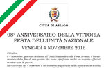 98°anniversario della vittoria - Festa dell'Unità Nazionale, Asiago, 4 novembre 2016