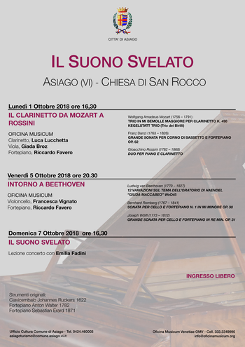 IL SUONO SVELATO - Concerti di musica classica ad Asiago - Dal 1 al 7 ottobre 2018