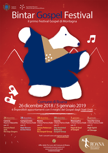 BINTAR GOSPEL FESTIVAL 2018-19 | Gospel concerts program in Roana and fractions-Altopiano di Asiago