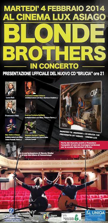 Blonde Brothers in concerto al Cinema Lux di Asiago