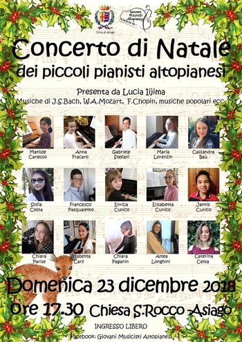 Concerto di Natale Piccoli Pianisti Altopianesi ad Asiago