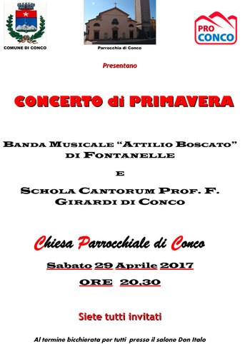 Concerto di primavera 2017 a Conco Concerto di primavera 2017 a Conco