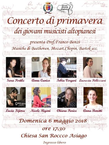 Concerto di primavera dei Giovani Musicisti Altopianesi ad Asiago