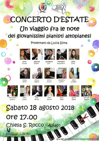 Concerto giovanissimi pianisti altopianesi agosto 2018 Concerto giovanissimi pianisti altopianesi agosto 2018