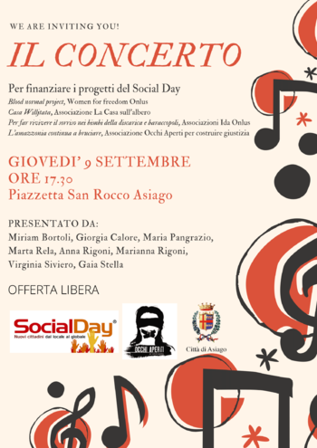 Concerto per il Social Day ad Asiago 9 settembre 2021