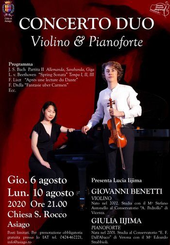 Iijima e Benetti in concerto ad Asiago