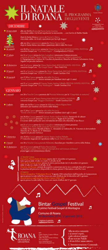 IL NATALE DI ROANA, Christmas events programme 2014-2015