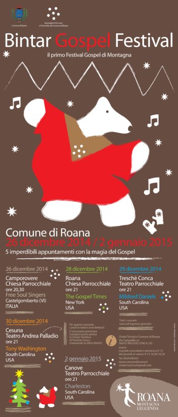 Programma Concerti Gospel BINTAR GOSPEL FESTIVAL 2014-15, Altopiano di Asiago