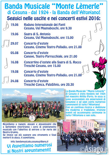 Programma estate 2016 banda monte lemerle