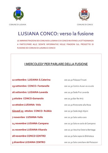 Incontri sulla fusione Lusiana-Conco