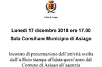 Incontro di presentazione dell’attività svolta dall’ufficio stampa di Asiago - 17 dicembre 2018