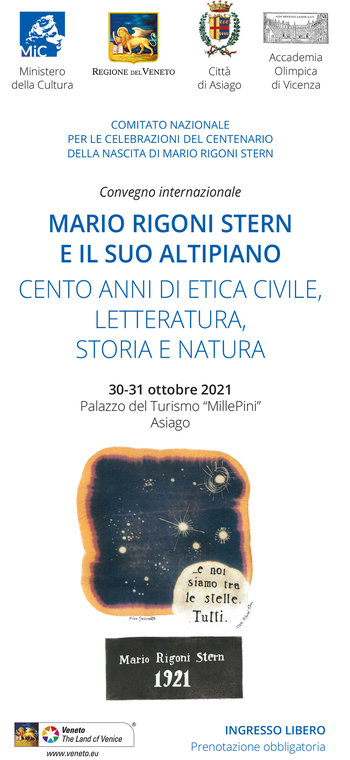 Convegno internazionale per centenario Mario Rigoni Stern ad Asiago 30 e 31 ottobre 2021