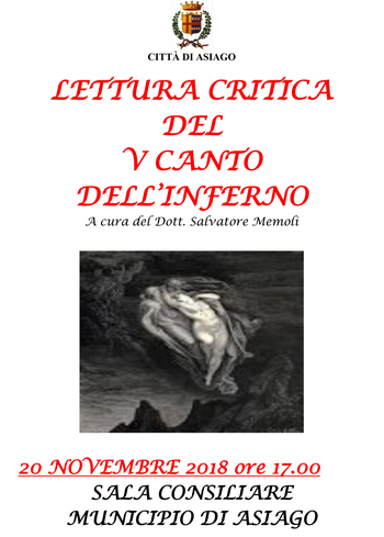 Lettura critica V Canto dell'Inferno ad Asiago