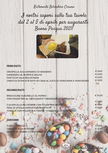  Menu asporto pasqua 2021 Ristorante Belvedere di Cesuna