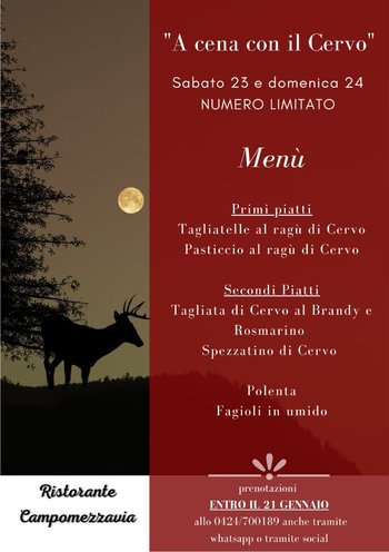 A cena con il cervo Ristorante Campomezzavia Asiago A cena con il cervo Ristorante Campomezzavia Asiago