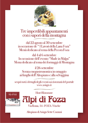 Alpi Foza 2015 enogastronomici