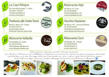 Appuntamenti cene di primavera in Altopiano 2019 Appuntamenti cene di primavera in Altopiano 2019