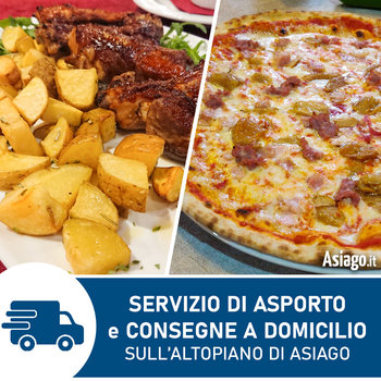 Hauslieferungen und Zum mitnehmen von Pizzerien und Restaurants nach covid 03/11/2020 dpcm auf dem Asiago Plateau