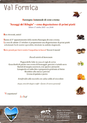 Assaggi del Rifugio - Cena di degustazione a Val Formica Assaggi del Rifugio - Cena di degustazione a Val Formica