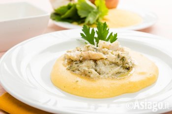 Baccala con polenta alpi di foza