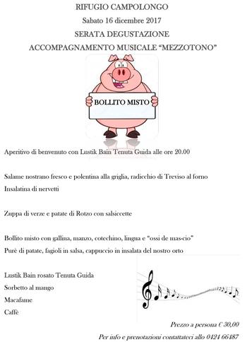 Cena bollito al Rifugio Campolongo - 16 dicembre 2017 Cena bollito al Rifugio Campolongo - 16 dicembre 2017