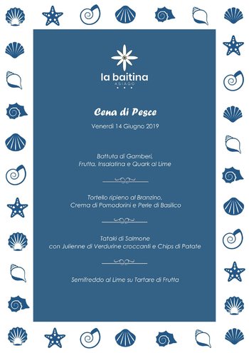 Cena di pesce alla Baitina di Asiago Cena di pesce alla Baitina di Asiago