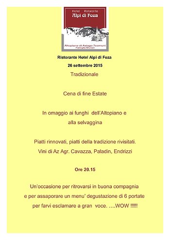 Cena hotel alpi funghi 2015