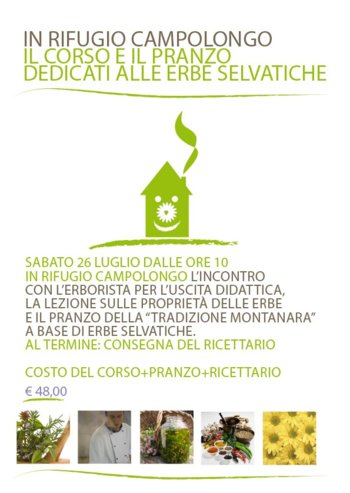 Corso e pranzo erbe selvatiche rifugio campolongo 26 luglio