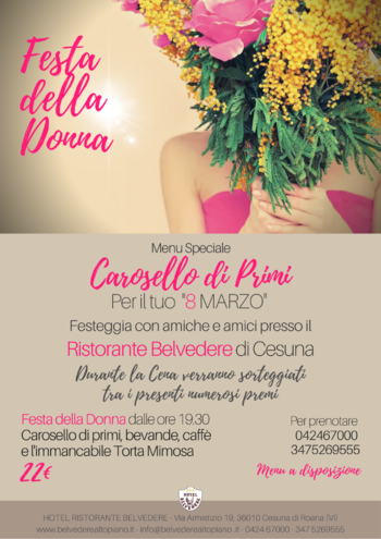 Festa donna 2020 all'Hotel Belvedere di Cesuna