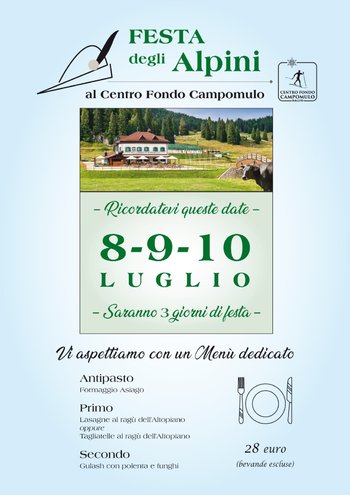 Menu Adunata Alpini al Rifugio Campomulo