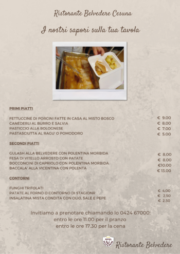 Menu asporto e domicilio ristorante Belvedere Cesuna febbraio 2021 Menu asporto e domicilio ristorante Belvedere Cesuna febbraio 2021