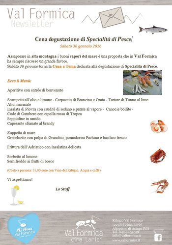 Menu degustazione pesce val formica 30 gennaio 2016