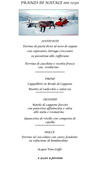Menu Pranzo Di Natale Ristorante.Pranzo Di Natale Al Ristorante La Baitina Di Asiago 25 Dicembre 2015