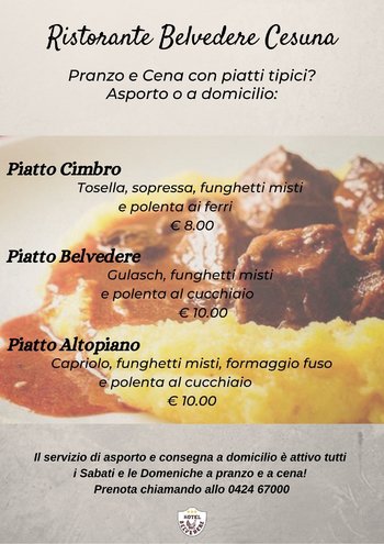 Piatti tipici ristorante belvedere domicilio e asporto novembre 2020