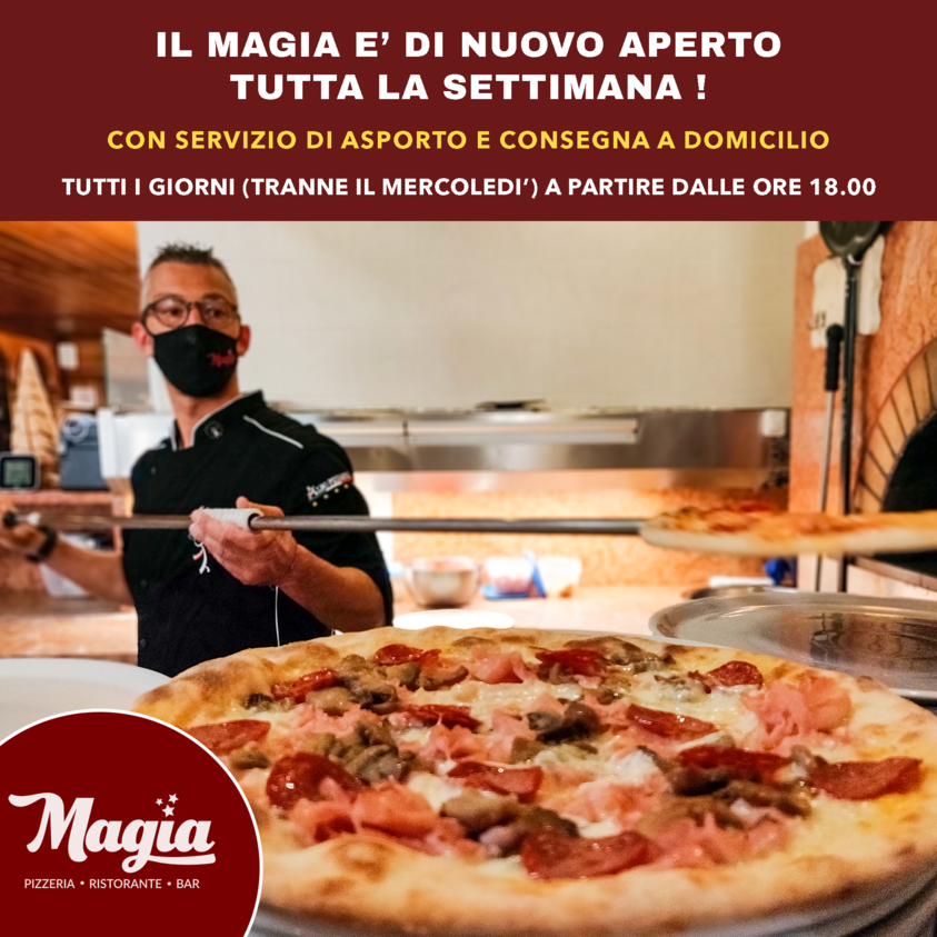 La Pizzeria Ristorante Magia di Asiago la sera continua con il servizio