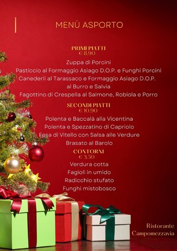 pranzo di Natale da asporto del Ristorante Campomezzavia di Asiago