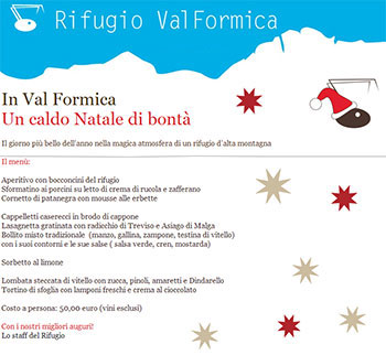 Pranzo di Natale al Rifugio Val Formica