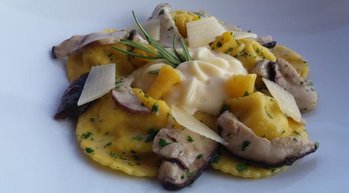 Ravioli ai funghi dell'Hotel Alpi di Foza Ravioli ai funghi dell'Hotel Alpi di Foza