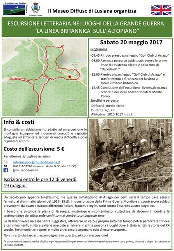 Escursione sui luoghi della Grande Guerra - 20 maggio 2017 Escursione sui luoghi della Grande Guerra - 20 maggio 2017