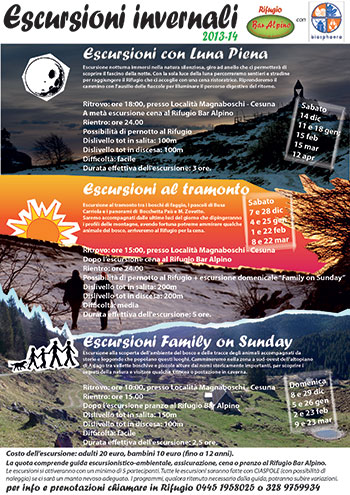 Locandina Escursioni Invernali Rifugio Bar Alpino 2013-14