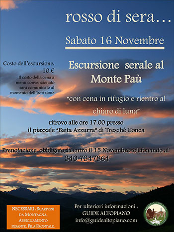 Escursione Serale Guidata a Monte Paù - Novembre 2013