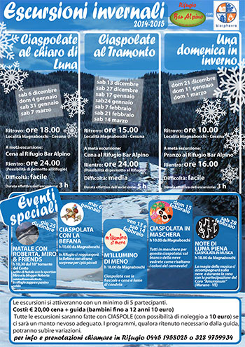 Winter Wanderprogramm Alpine Bar Hütte Asiago Hochebene 2014-15