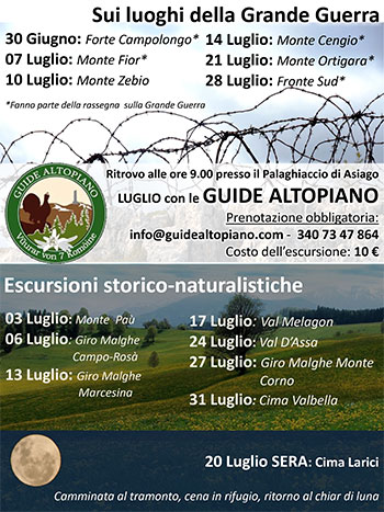 Locandina escursioni Guide Altopiano Luglio 2013