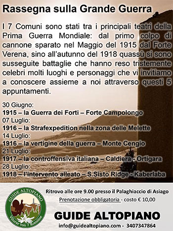 Locandina Rassegna sulla Grande Guerra - Guide Altopiano, luglio 2013