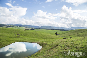 paesaggio montano con pozza d'acqua