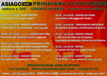 Primavera altopianese escursioni con Asiago Guide aprile giugno 2016