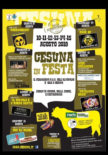 CESUNA IN FESTA 2019 - Tradizionale festa paesana d'estate sull'Altopiano di Asiago - Dal 10 al 15 agosto 2019